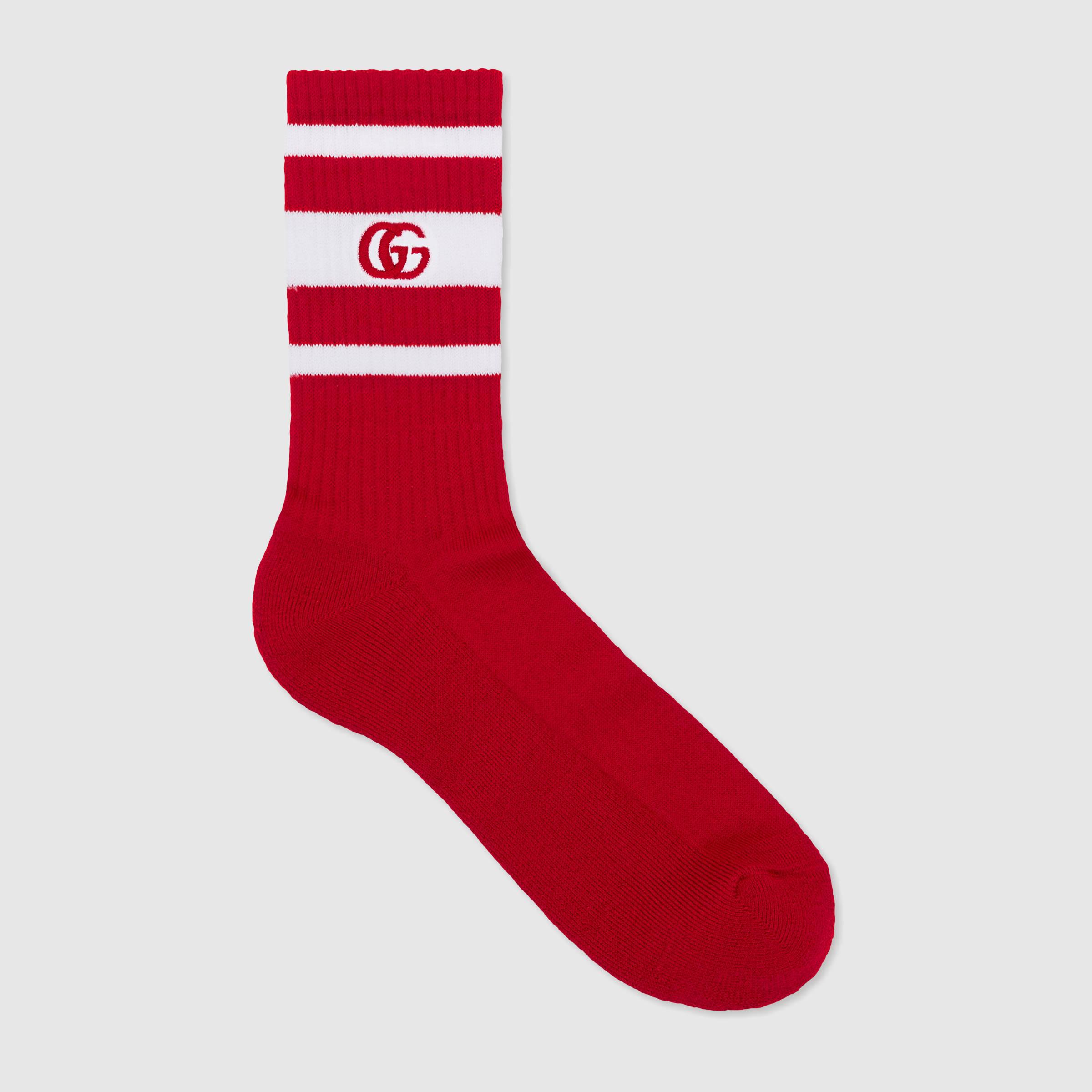 Gucci Stretch Cotton Socks With Gg in Red for Men Lyst